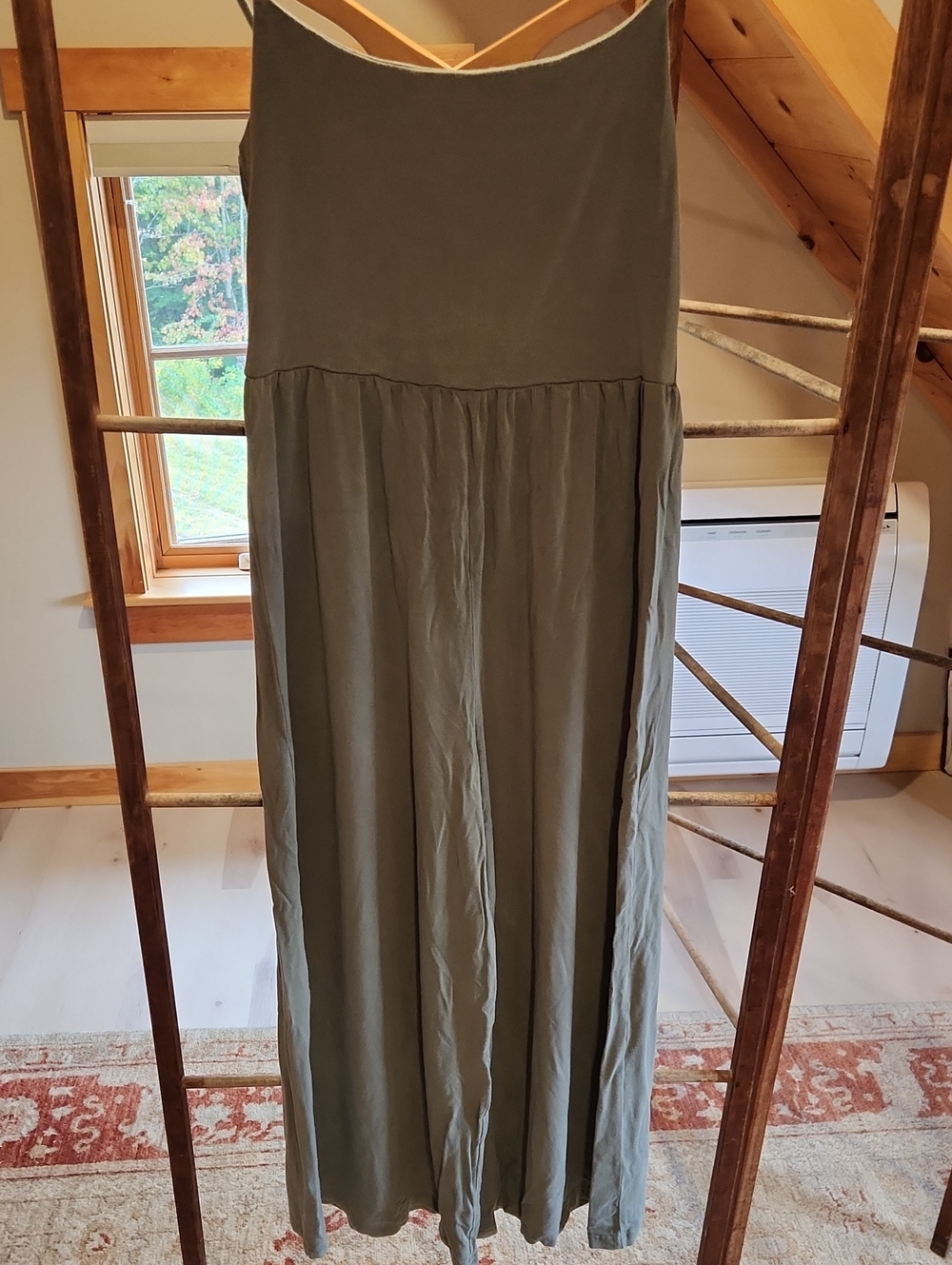 Quince Olive Green Maxi Jumpsuit with Scoop Neck